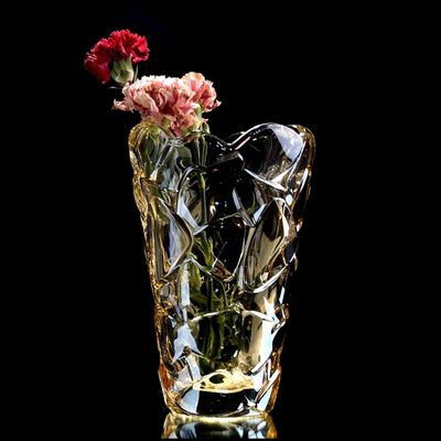 European Creative Water Planting Vase Decorative Crystal Flower Vase Colorful Glass Vases Modern Vase for Dinner Table Bedroom Office-b H26cm