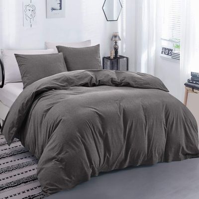 100% Egyptian Cotton Material Super King Size 1 Piece Zipper Duvet Cover by High Kotton 800 Thread Count Solid Pattern Dark Grey