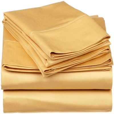 Bedding Castle, 800 Thread Count Luxury Egyptian Cotton 4pc Sheet Set - Stain Wrinkle Fade Resistant, 23 inch Deep Pocket Bedding Set (Olmypic Queen, Gold)