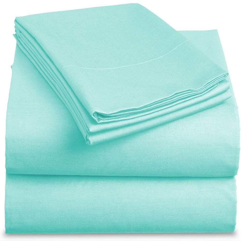 Bedding Castle, 800 Thread Count Luxury Egyptian Cotton 4pc Sheet Set - Stain Wrinkle Fade Resistant, 22 inch Deep Pocket Bedding Set (Olmypic Queen, Aqua Blue)