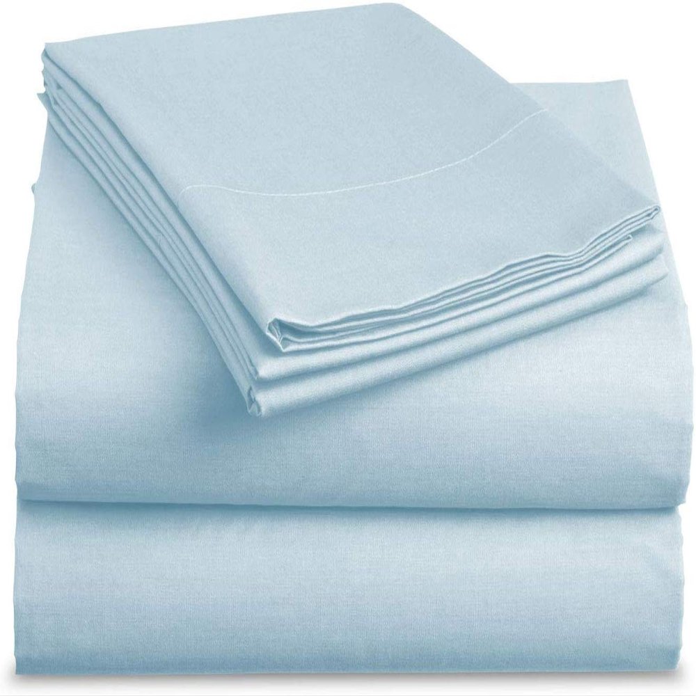 Bedding Castle, 800 Thread Count Luxury Egyptian Cotton 4pc Sheet Set - Stain Wrinkle Fade Resistant, 22 inch Deep Pocket Bedding Set (Olmypic Queen, Light Blue)