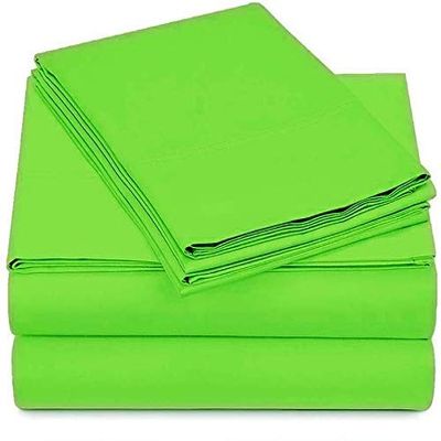 Bedding Castle, 800 Thread Count Luxury Egyptian Cotton 4pc Sheet Set - Stain Wrinkle Fade Resistant, 23 inch Deep Pocket Bedding Set (Olmypic Queen, Parrot Green)