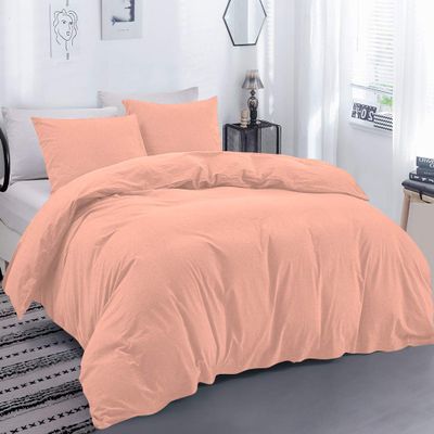 100% Egyptian Cotton Material Oversized Super King Size 1 Piece Zipper Duvet Cover by High Kotton 800 Thread Count Solid Pattern Peach