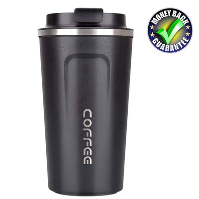17oz Insulated Coffee Travel Mug, Stainless Steel Coffee Tumbler Cup, with Screw On Lid, Spill-Proof Lid, Leak Proof, Keep Hot Cold, BPA-free, Black