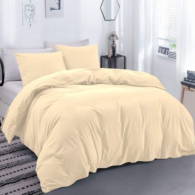 100% Egyptian Cotton Material Oversized Super King Size 1 Piece Zipper Duvet Cover by High Kotton 800 Thread Count Solid Pattern Ivory