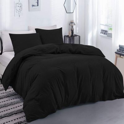 100% Egyptian Cotton Material Super King Size 1 Piece Zipper Duvet Cover by High Kotton 800 Thread Count Solid Pattern Black