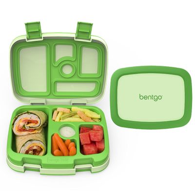 Bentgo Kids Green Lunch Box - BPA-Free, Leak-Proof With Portioned Compartments