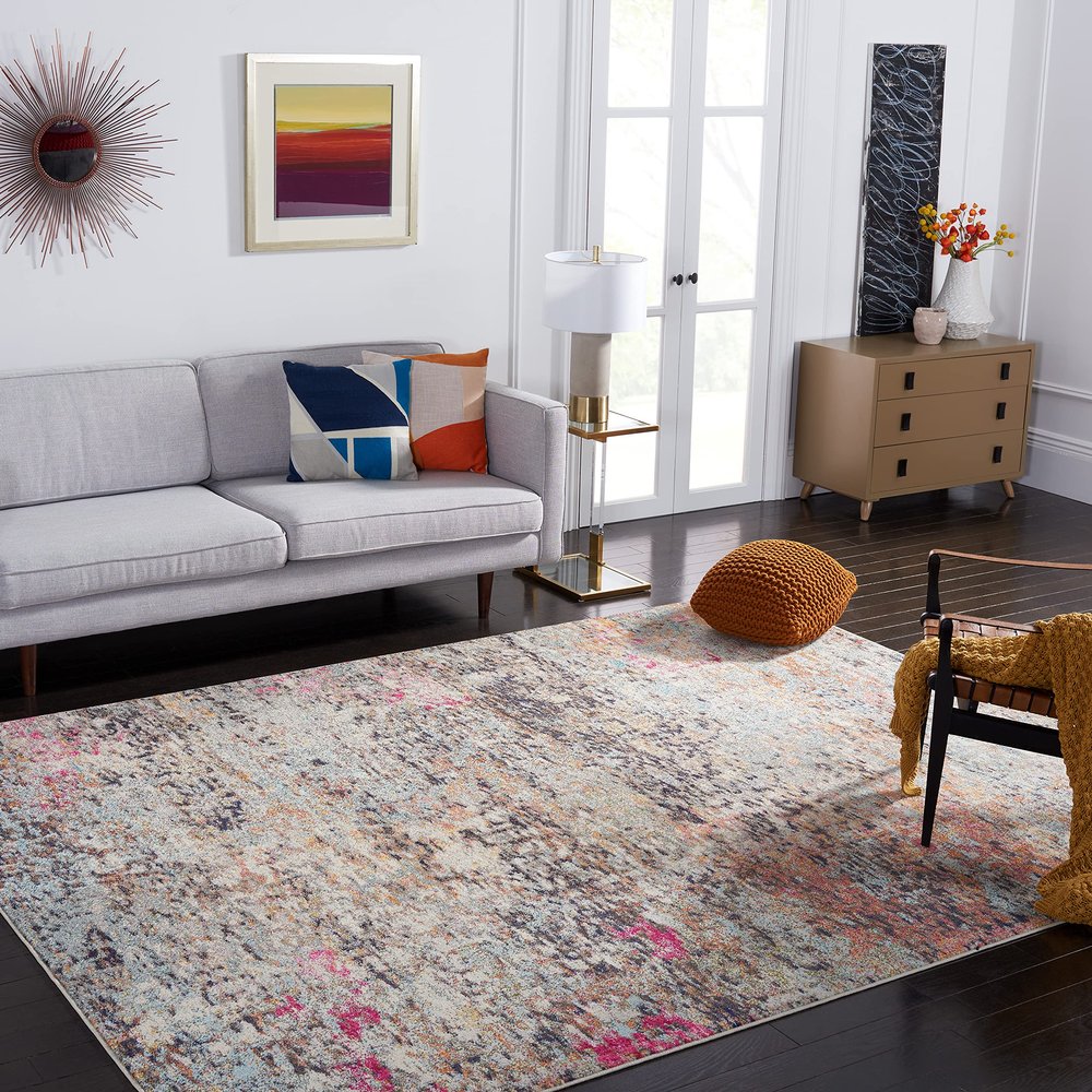 SAFAVIEH Area Rug 8x10 - Madison Collection - Large - Black & Gold, Modern Abstract Design, Non-Shedding & Easy Cleaning, Ideal for Living Room, Bedroom, Office, Dining Space (MAD460Z)