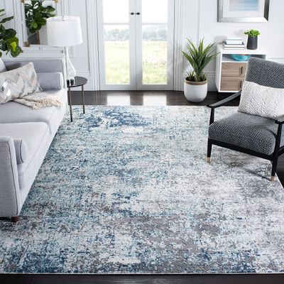 SAFAVIEH Area Rug 8x10 - Aston Collection - Large - Light Blue & Grey, Modern Abstract Design, Non-Shedding & Easy Cleaning, Ideal for Living Room, Bedroom, Office, Dining Space (ASN705M)