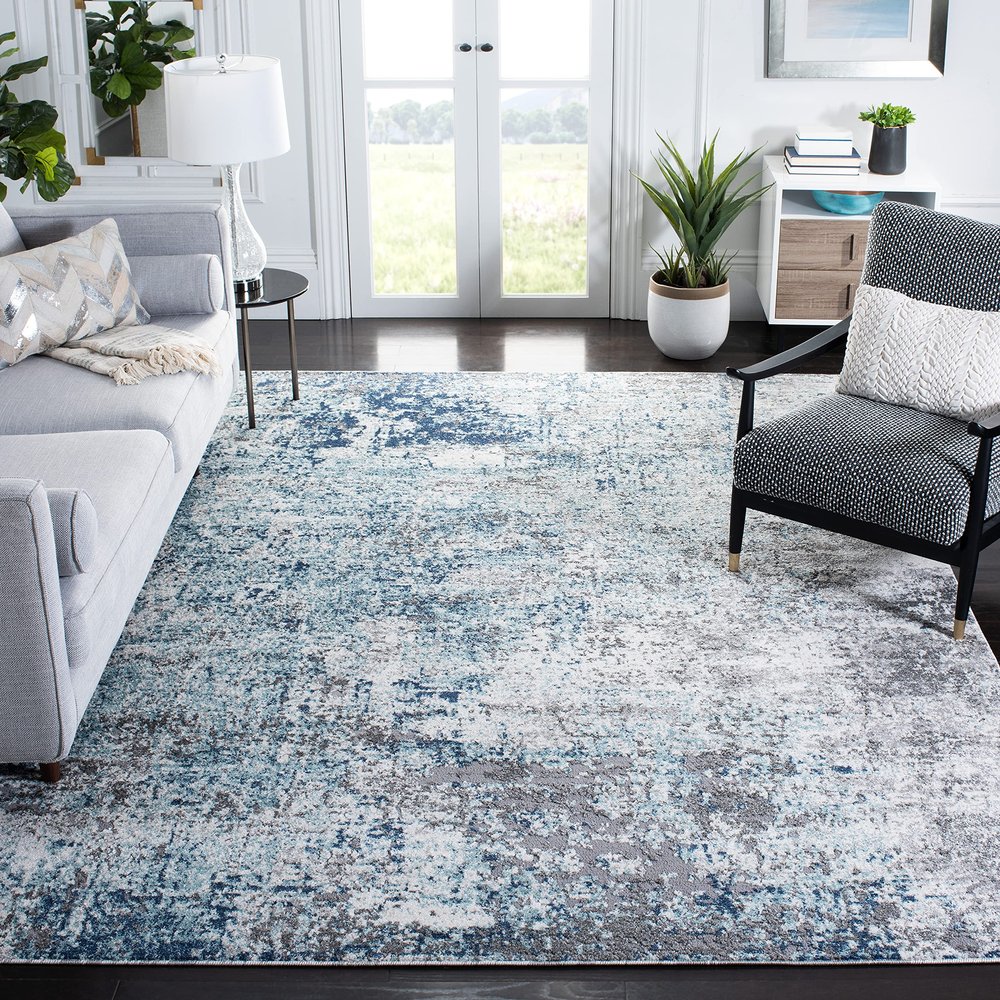 SAFAVIEH Area Rug 8x10 - Aston Collection - Large - Light Blue & Grey, Modern Abstract Design, Non-Shedding & Easy Cleaning, Ideal for Living Room, Bedroom, Office, Dining Space (ASN705M)