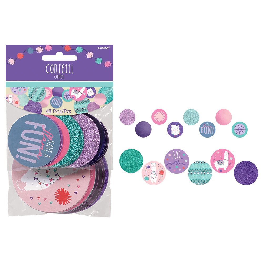 amscan Llama Fun Giant Confetti | 2" - 3" dia. | Multicolor | 48 Pcs