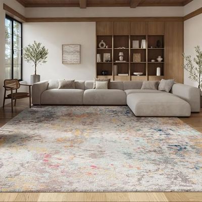 SAFAVIEH Area Rug 8x10 - Madison Collection - Large - Grey & Gold, Modern Abstract Design, Non-Shedding & Easy Cleaning, Ideal for Living Room, Bedroom, Office, Dining Space (MAD453F)