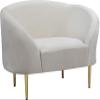 Meridian Furniture Ritz Collection Modern | Contemporary Velvet Upholstered Chair with Sturdy Metal Legs in Rich Gold Finish, Cream, 43.5" W x 31.75" D x 30.5" H view 1