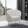 Meridian Furniture Ritz Collection Modern | Contemporary Velvet Upholstered Chair with Sturdy Metal Legs in Rich Gold Finish, Cream, 43.5" W x 31.75" D x 30.5" H view 2