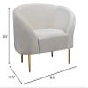 Meridian Furniture Ritz Collection Modern | Contemporary Velvet Upholstered Chair with Sturdy Metal Legs in Rich Gold Finish, Cream, 43.5" W x 31.75" D x 30.5" H view 3