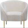Meridian Furniture Ritz Collection Modern | Contemporary Velvet Upholstered Chair with Sturdy Metal Legs in Rich Gold Finish, Cream, 43.5" W x 31.75" D x 30.5" H view 4