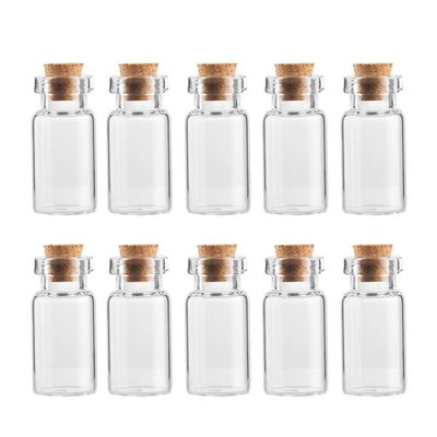10PCS Cork Stopper Glass Bottle DIY Decoration Mini Glass Bottle Favor Mini Message Jar Cork Small Glass Wishing Bottle for Wedding Party(2ml-10pcs)