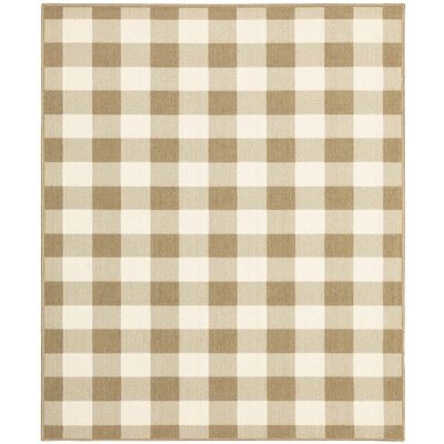 Moretti Parker Area Rug 2598I Outdoor Tan Crosshatch Plaid 1' 9" x 3' 9" Rectangle