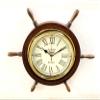 Antique Marine 18" Wooden Ship Wheel Brass Clock Nautical Wall Clock Home Decorative view 2