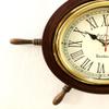 Antique Marine 18" Wooden Ship Wheel Brass Clock Nautical Wall Clock Home Decorative view 3