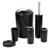 Bathroom Accessories Set 6 Piece - Trash Can, Toothbrush Holder, Toothbrush Cup, Soap Dispenser, Soap Dish, Toilet Brush Holder - Modern Bathroom Decor Set (Black) view 1