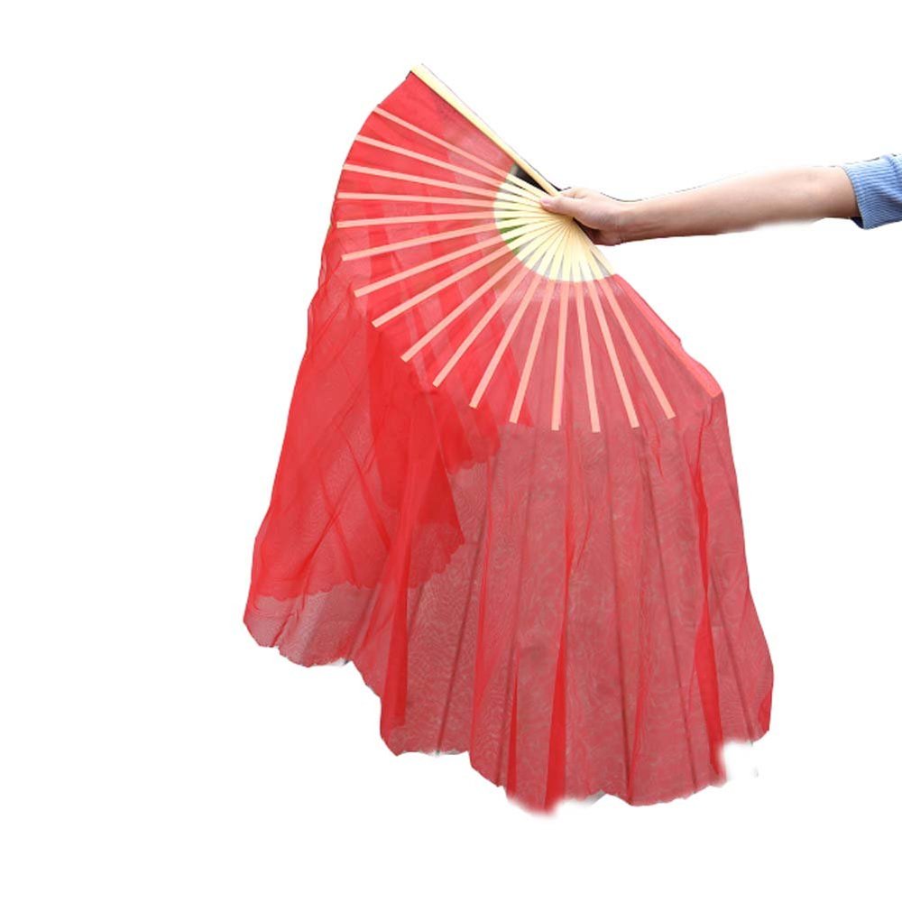Kungfu Alien Belly Dancing Silk Bamboo Veils Dance Long Fans Dance Fans