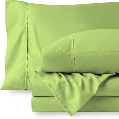 RV LINEN Cotton 600 Thread Count- 4 Pieces Sheet Set King Size, Sage  Soft Quality 100% Bedding Sheet  Luxury 16 Inch Deep Pocket & Bedding Set with Flat Sheet, Fitted Sheet, 2 Pillow Cases