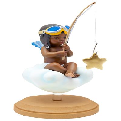 African American Expressions - Catching a Blessing Boy Figurine by Thomas Blackshear (4.25" x 7.5") FLPF-03