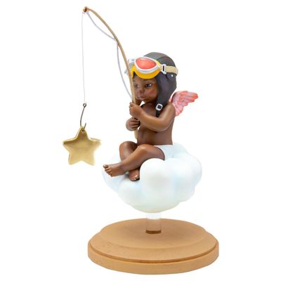 African American Expressions - Catching a Blessing Girl Figurine by Thomas Blackshear (4.25" x 7.5") FLPF-04