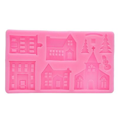 Fdit Castle House Silicone Baking Mold, Christmas Tree Cake Chocolate Decorating, Food Grade, 7.9x4.7x0.6 Inch, Heat Resistant