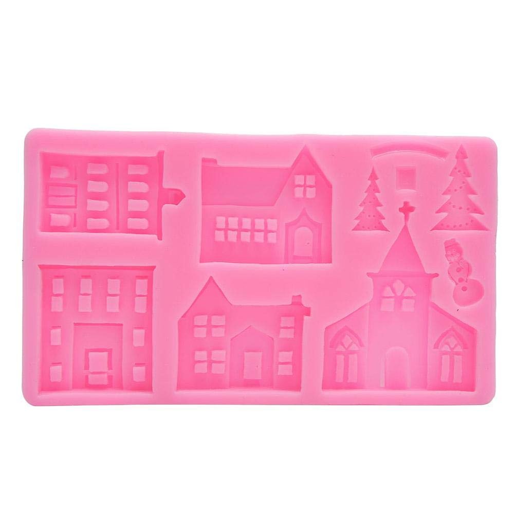 Fdit Castle House Silicone Baking Mold, Christmas Tree Cake Chocolate Decorating, Food Grade, 7.9x4.7x0.6 Inch, Heat Resistant