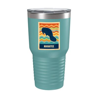 BeeTeeStore Funny Manatee Lover Cup - Vintage Cup, Retro Silhouette - 30oz Teal Tea, Coffee Tumbler