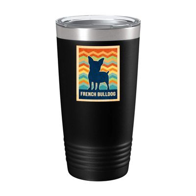 BeeTeeStore Funny French Bulldog Lover Cup - Retro Vintage Silhouette - 20oz Black Tea, Coffee Tumbler