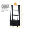 Black 4 Tiers Ladder Bookshelf Bookcase 2 Drawers Books Photo Frames Potted Plants Vases Ornaments Display Rack Open Storage Shelf Organizer Home Bedroom Living Room Kitchen Modern Furniture view 2