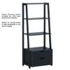 Black 4 Tiers Ladder Bookshelf Bookcase 2 Drawers Books Photo Frames Potted Plants Vases Ornaments Display Rack Open Storage Shelf Organizer Home Bedroom Living Room Kitchen Modern Furniture view 3