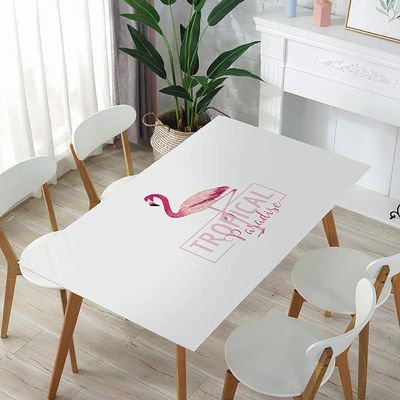 TALSOFA Flamingo Print PVC Soft Glass Tablecloth,Waterproof Oilproof Plastic Dining Table Cover Dressing Table Dustproof Mat Home Decor,A,60x120cm