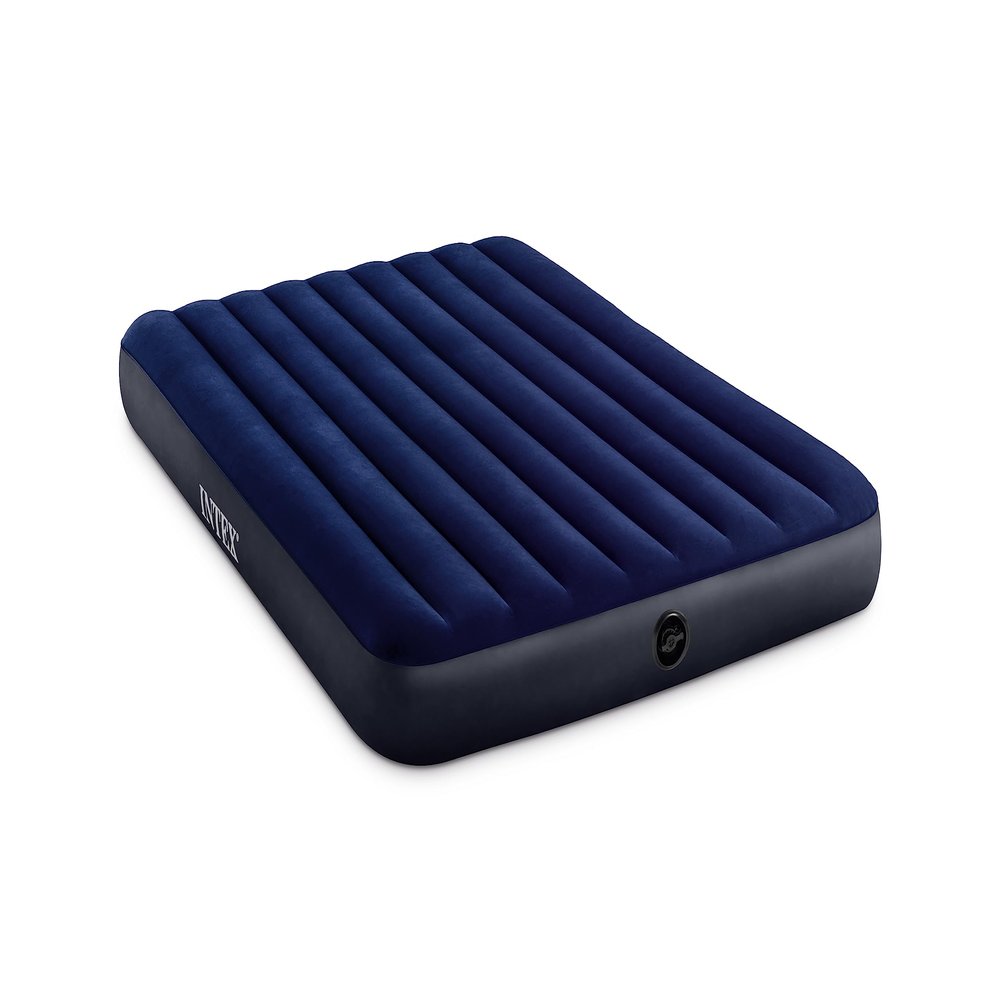 Intex 64759E Dura-Beam Standard Downy Air Mattress: Fiber-Tech Queen Size 10in Bed Height 600lb Weight Capacity Pump Sold Separately