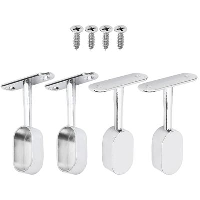 MroMax 4Pcs 0.63" x 1.18"(WxL) Oval Closet Rod Support Zinc Alloy Middle Mounting Bracket with Installation Screws Electroplated Surface Wardrobe Flange Holder Closet Shelf Rod Brackets Half Pass
