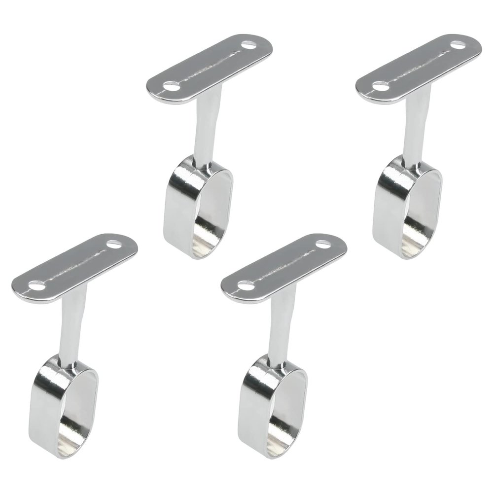 MroMax 4Pcs 0.63" x 1.18"(WxL) Oval Closet Rod Support Zinc Alloy Middle Mounting Bracket with Installation Screws Electroplated Surface Wardrobe Flange Holder Closet Shelf Rod Brackets Full Pass