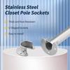 MroMax 6Pcs Stainless Steel Closet Rod End Supports, Wardrobe Pole Sockets Flange Rod Holder with Screws, Fit for Rod Diameter 0.98 inch, for Wardrobe Bracket Shower Curtain Rod view 2