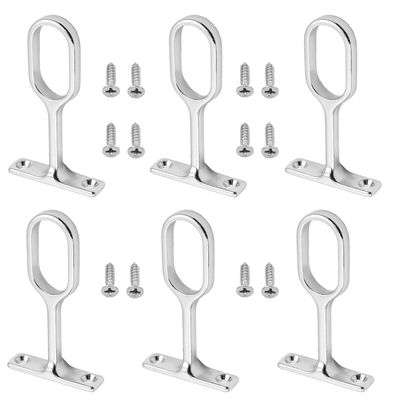 MroMax 10Pcs 0.63" x 1.18"(WxL) Oval Closet Rod Support Zinc Alloy Middle Mounting Bracket with Installation Screws Electroplated Surface Wardrobe Flange Holder Closet Shelf Rod Brackets Silver Tone