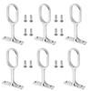 MroMax 10Pcs 0.63" x 1.18"(WxL) Oval Closet Rod Support Zinc Alloy Middle Mounting Bracket with Installation Screws Electroplated Surface Wardrobe Flange Holder Closet Shelf Rod Brackets Silver Tone view 1