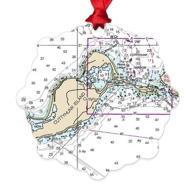 Cuttyhunk Premium Nautical Chart Metal Ornaments, Double Sided, London - NOAA Nautical Charts