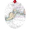 Cuttyhunk Premium Nautical Chart Metal Ornaments, Double Sided, Oval - NOAA Nautical Charts view 1