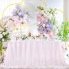 QueenDream Iridescent White Sequin Tablecloth 60 x102 Inch Mermaid Rectangle Tablecloth Overlay for Wedding Birthday Parties Decorations view 1