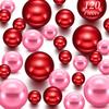 Hicarer 120 Pieces Vase Filler Pearls No Hole Floating Beads for Vase Centerpieces Brush Holder Round Faux Water Bead for DIY Home Wedding Table Party Decor, 14/20/30 mm(Dark Pink, Bright Red) view 1