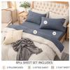 PURE ERA Jersey Knit 4pc Bed Sheet Set 100% T-Shirt Heather Cotton Super Soft Comfy Breathable Fits Mattress Up to 20" Extra Deep Pocket (Heather Navy Blue, Queen) view 2