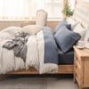 PURE ERA Jersey Knit 4pc Bed Sheet Set 100% T-Shirt Heather Cotton Super Soft Comfy Breathable Fits Mattress Up to 20" Extra Deep Pocket (Heather Navy Blue, Queen) view 3