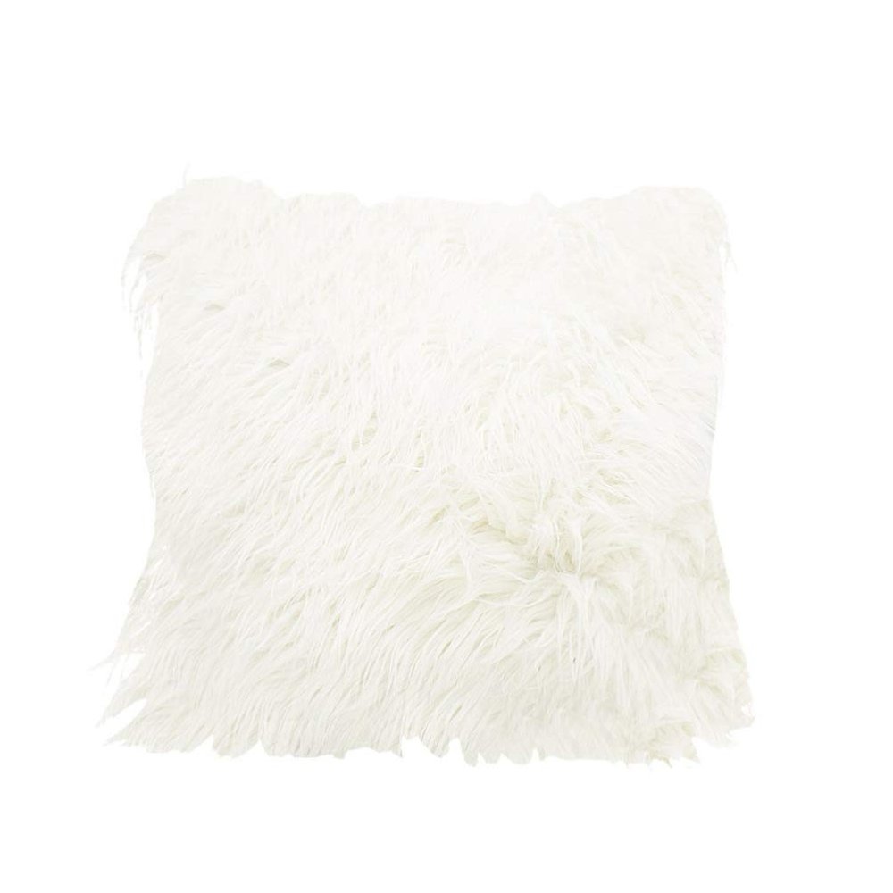 LIOOBO 1pc Plush Throw Pillow Cover Fake Wool Cushion Cover Fur Pillow Case Luxury Throw Cushion Case Artificial Fur Wool Pad Car White