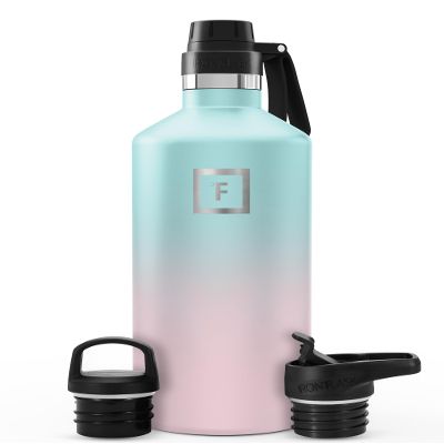 IRON FLASK Camping & Hiking Hydration Flask with Spout, BPA-Free Insulated Stainless Steel Sports Water Bottle - 64 oz Bubble Gum